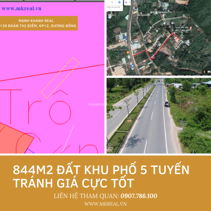 Đất phía núi trung tâm khu phố 5 cách tuyến tránh 450m (đã bán)