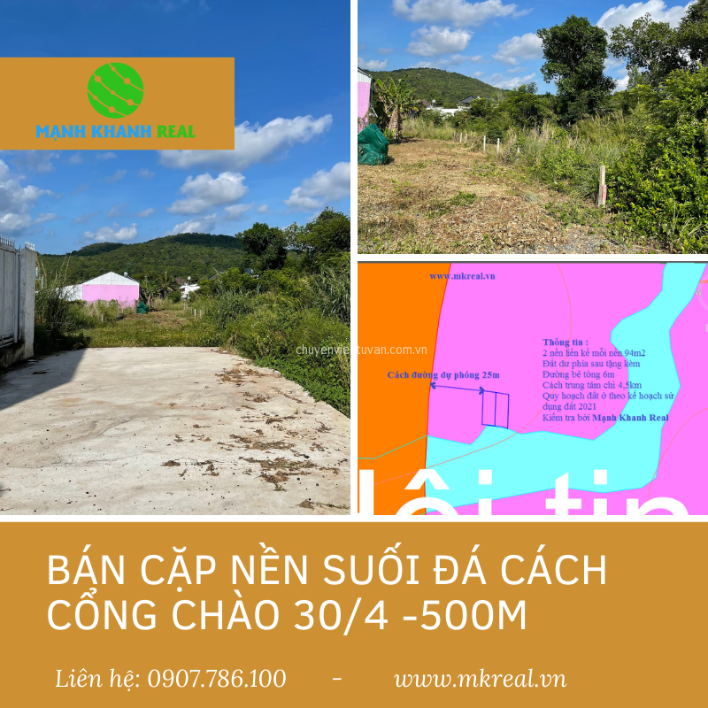 Bán cặp nền gần cổng chào suối đá xe hơi vào tận đất (đã bán)