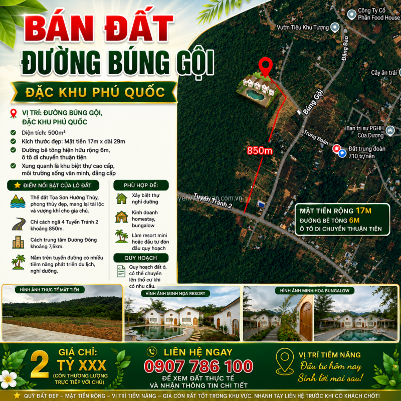 BÁN ĐẤT ĐƯỜNG BÚNG GỘI – VỊ TRÍ ĐẸP, TIỀM NĂNG KINH DOANH CAO